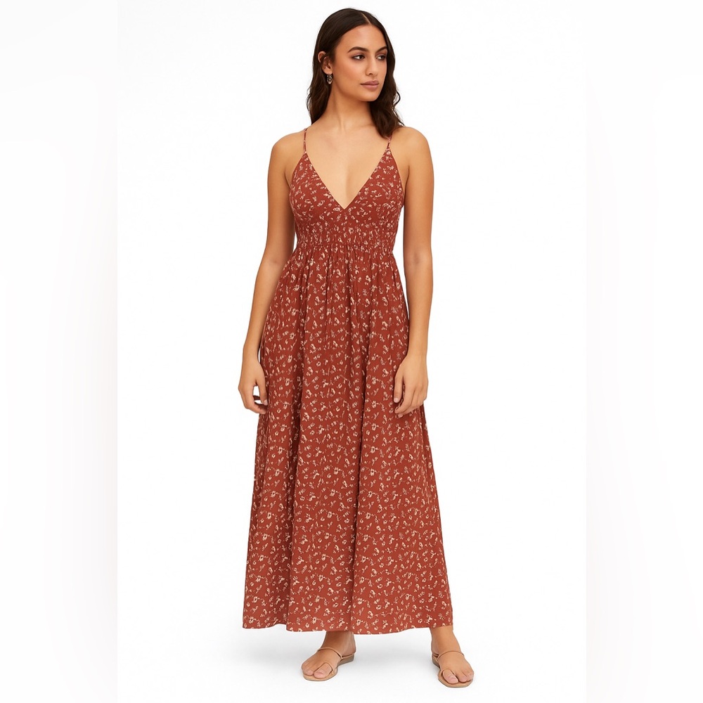 Nordstrom Treasure & Bond Terracotta Floral Maxi Dress